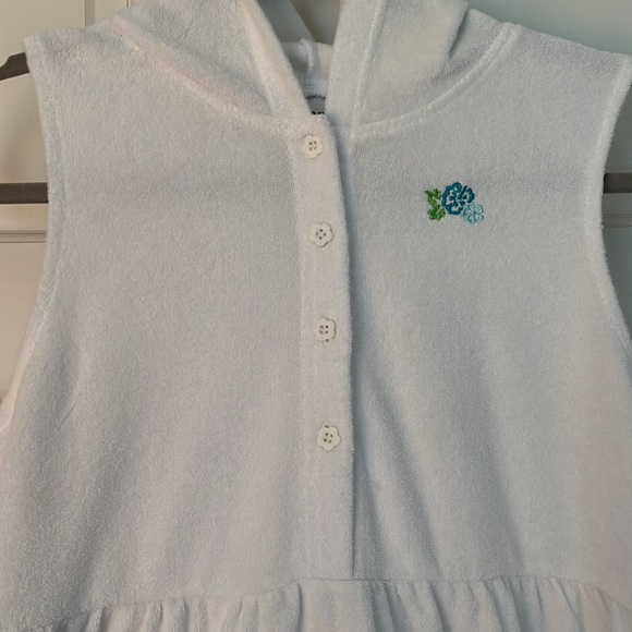 Girls summer white hooded terry cover up. - Picture 2 of 5